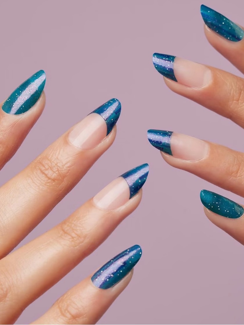 *Retired* Color Street: Linear Eunicorn | Teal Blue French Tip Exponent Glitter